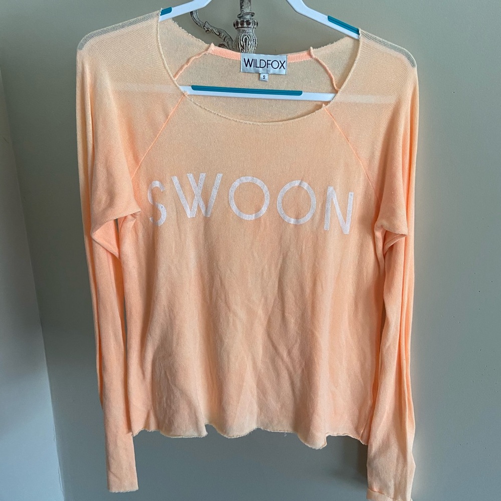NWOT Wildfox Swoon Peach Sweater Top Small